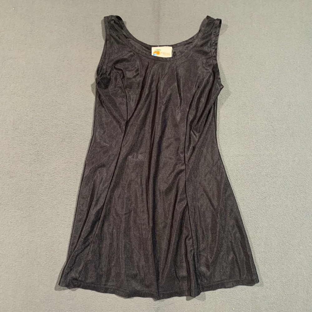 Vintage Tropic Breeze Black Mesh Swimsuit Cover-up Mini‎ Dress OSFA Made in USA